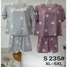 Женская бамбуковая пижама с шортами в звёздный принт XL–5XL оптом