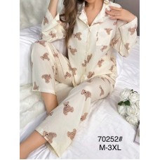 Женская муслиновая пижама с принтом мишек арт. 70252 (размеры M-3XL)
