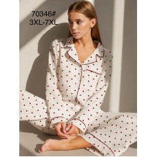 Женская муслиновая пижама с сердечками арт. 70346 (батал 3XL–7XL)